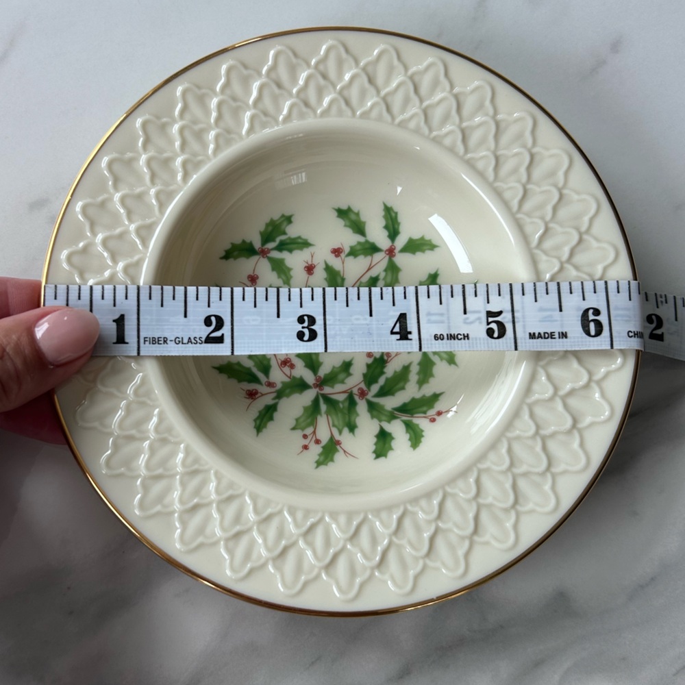 Vintage Lenox Jacquard Holiday Holly Berry Fruit/Dessert Bowl - Picture 15 of 16